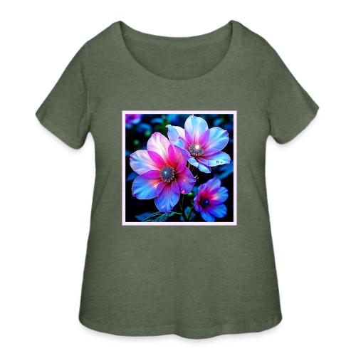 Neon Bloom Flower Magic Glow Design - Women's Curvy T-Shirt
