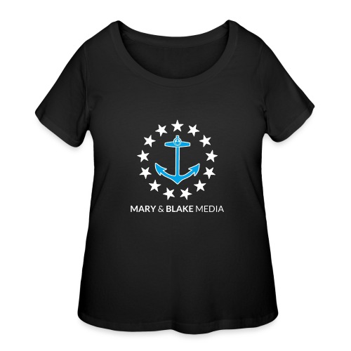 M B Logo White Stars Branded - Women's Curvy T-Shirt