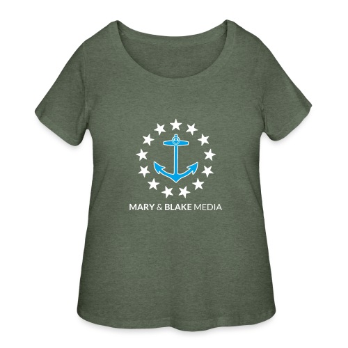 M B Logo White Stars Branded - Women's Curvy T-Shirt
