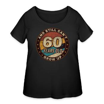 60 Years Old Retro 60th Birthday Gift Idea - Women's Curvy T-Shirt - black - Front - Giselle (180cm)