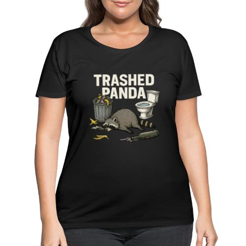 Trashed Panda – Funny Drunk Raccoon Cartoon - Women's Curvy T-Shirt