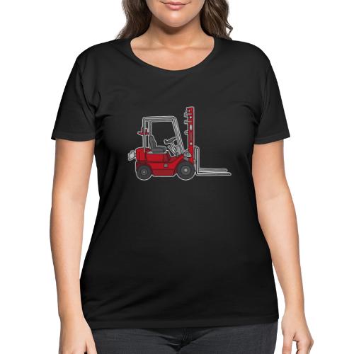 Red Fork-lift truck, stacker truck - Women's Curvy T-Shirt