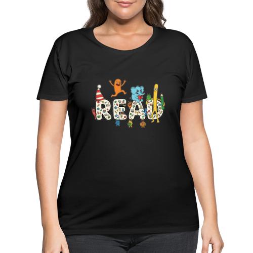 Whimsical READ Kids Cartoon - Women's Curvy T-Shirt