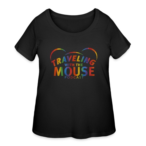 TravelingWithTheMouse logo transparent Rainbow Cr - Women's Curvy T-Shirt