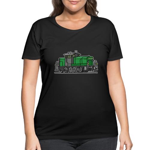 Green diesel locomotive, train, railway - Women's Curvy T-Shirt