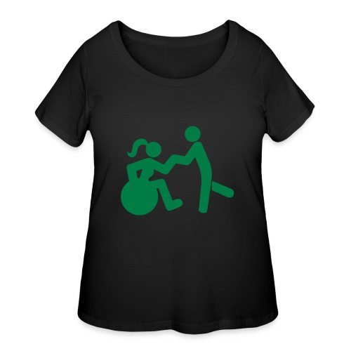 Dancing lady wheelchair user with man - Women's Curvy T-Shirt
