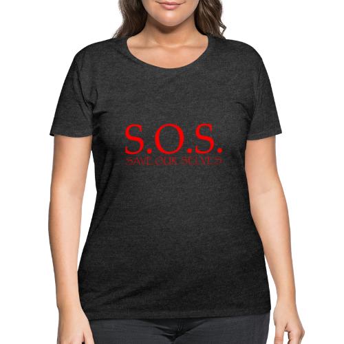 sos no emotion red - Women's Curvy T-Shirt