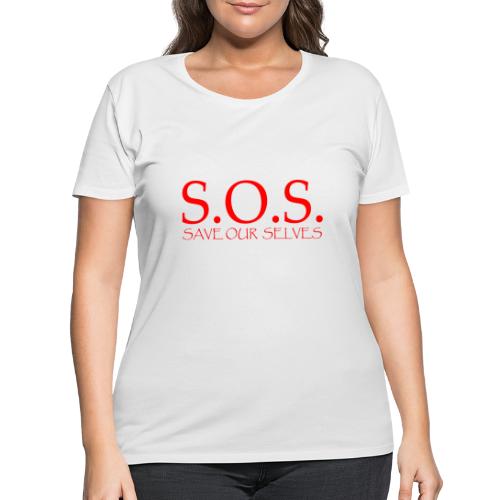 sos no emotion red - Women's Curvy T-Shirt