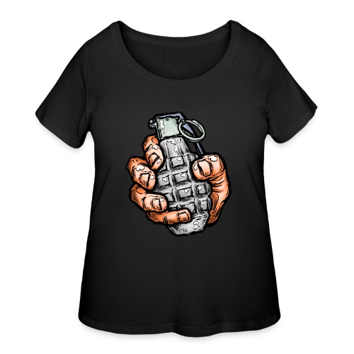 Hand Grenade In Comics Style - Women's Curvy T-Shirt