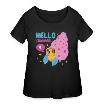 Adorable Crab Animal Pun - Women's Curvy T-Shirt - black - Front - Giselle (180cm)