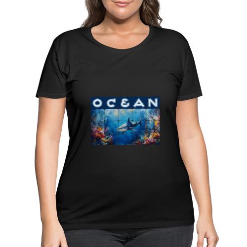 Ocean: Synthwave Shark - Women's Curvy T-Shirt