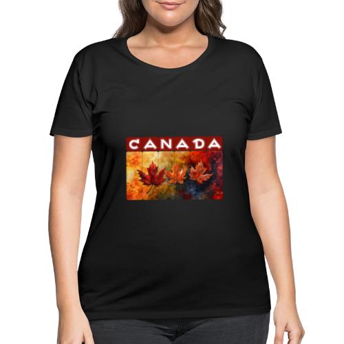 Painted Canada Leaves - Women's Curvy T-Shirt