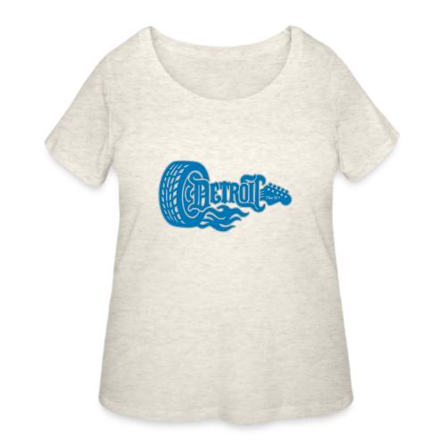 The D® - Detroit Wheel Guitar with Flames Bl Slvr - Women's Curvy T-Shirt