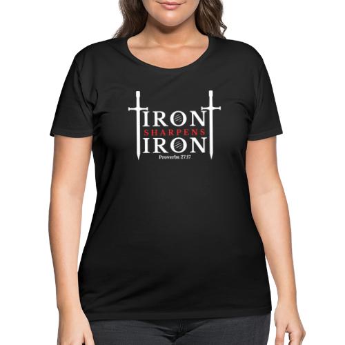 Iron Sharpens Iron - Proverbs 27:17 (White & Red) - Women's Curvy T-Shirt