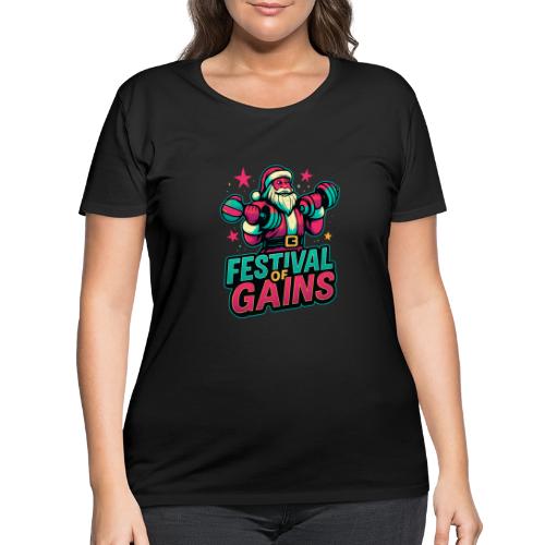 Festival of Gains Funny Gym Santa Christmas - Women's Curvy T-Shirt