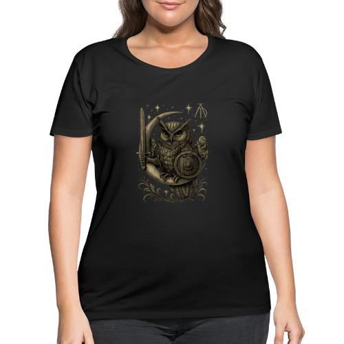 Moon Warrior Owl – Celestial Strength Tee - Women's Curvy T-Shirt