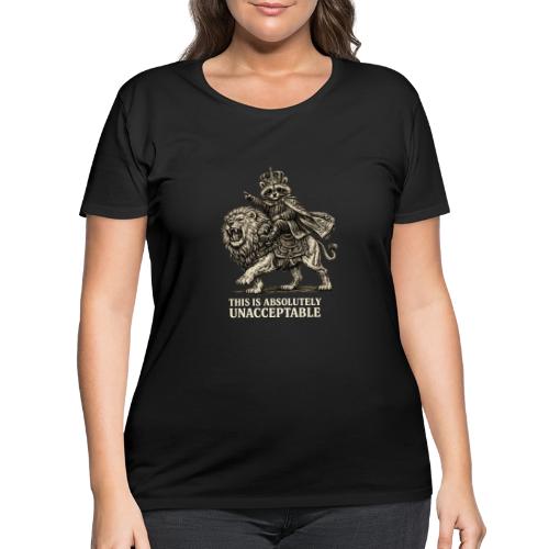 Funny Raccoon King Riding Lion Vintage Meme Art - Women's Curvy T-Shirt