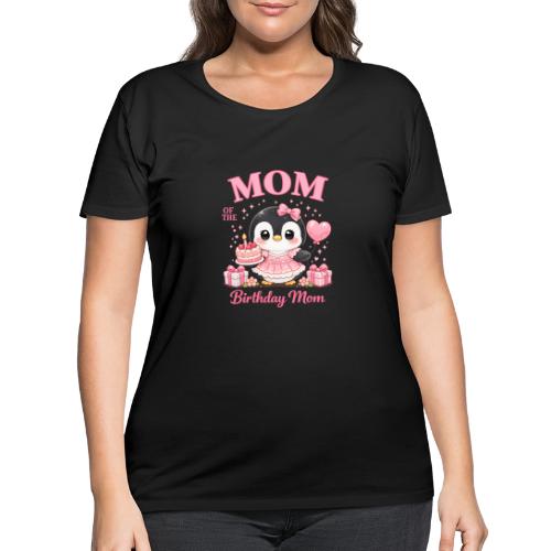 Cute Penguin Birthday Mom Kawaii Cake Balloon Gift - Women's Curvy T-Shirt