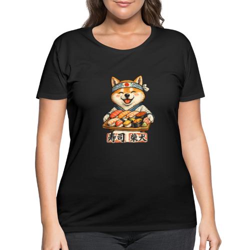 Funny Shiba Inu Sushi Kawaii Dog Tee - Women's Curvy T-Shirt