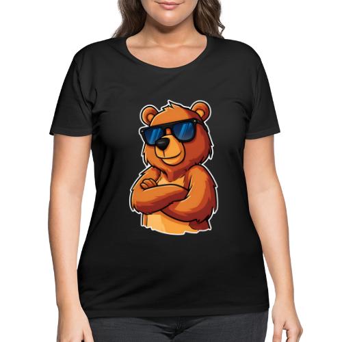 Cool Bear Sunglasses Cartoon Design - Women's Curvy T-Shirt