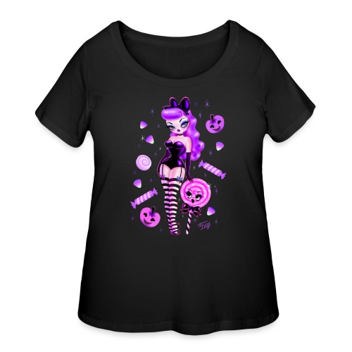 Halloween Violet Candy Pin Up Doll - Women's Curvy T-Shirt