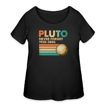 Pluto Never Forget - Women's Curvy T-Shirt - black - Front - Giselle (180cm)