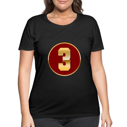 Number 3 in Gold Varsity Font - Women's Curvy T-Shirt