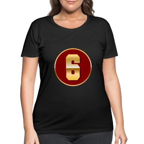 Number 6 in Gold Varsity Font - Women's Curvy T-Shirt