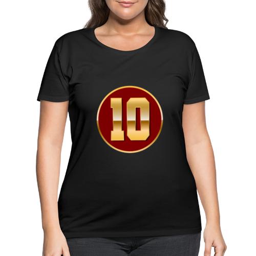 Number 10 in Gold Varsity Font - Women's Curvy T-Shirt