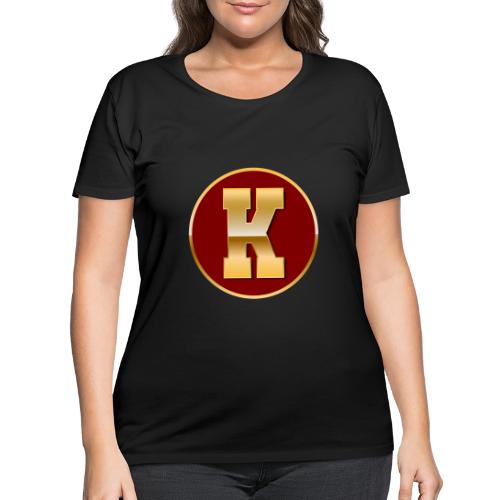 Letter K – Capital Varsity Alphabet Monogram - Women's Curvy T-Shirt