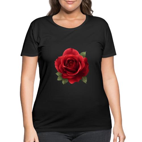 Rose: Crimson Bloom Elegance - Women's Curvy T-Shirt