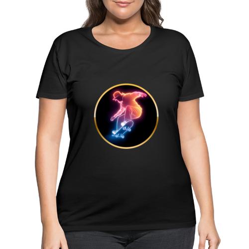 Skateboarding: Golden Trick Rider - Women's Curvy T-Shirt