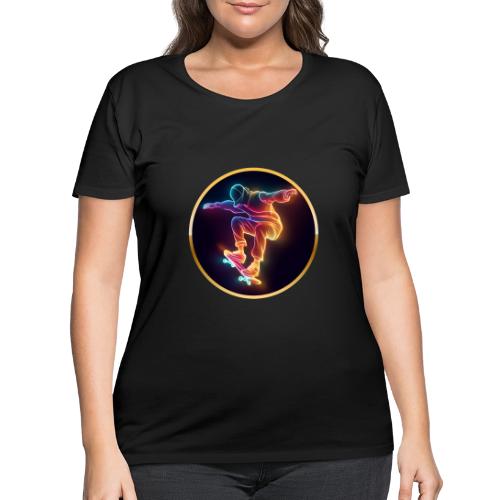Skateboarding: Midnight Neon Skater - Women's Curvy T-Shirt