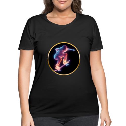 Skateboarding: Neon Skate Orbit - Women's Curvy T-Shirt