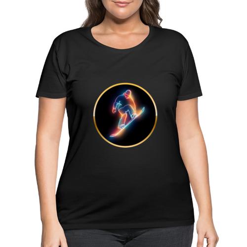 Golden Neon Snowboard - Women's Curvy T-Shirt