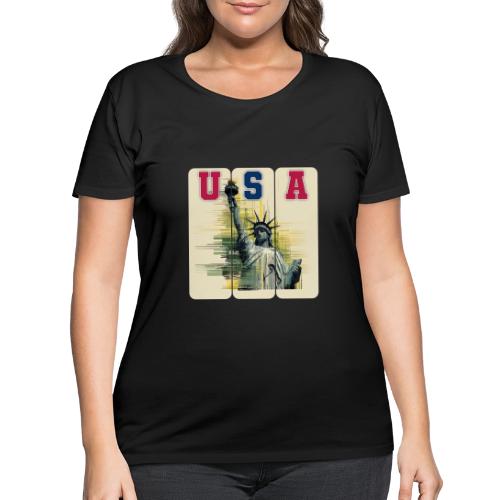 Art illustration of the Statue of Liberty - Women's Curvy T-Shirt