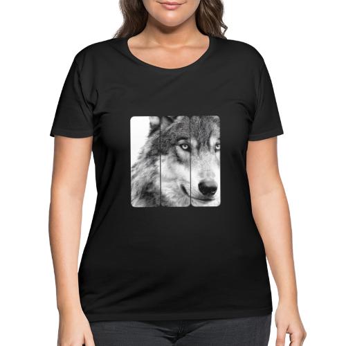 Wolf Face Triptych: Silent Alpha - Women's Curvy T-Shirt