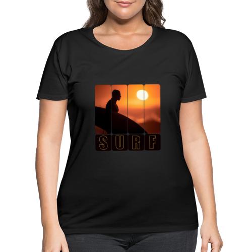 Surfing: Sunset Surf Panels - Women's Curvy T-Shirt