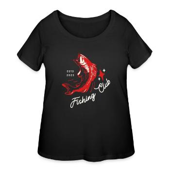 Funny Fishing Quotes Fishing Club - Women's Curvy T-Shirt - black - Front - Giselle (180cm)