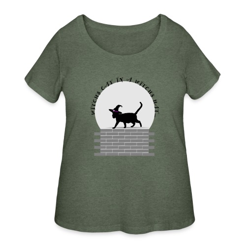 Witch's Cat In A Witch's Hat - Women's Curvy T-Shirt