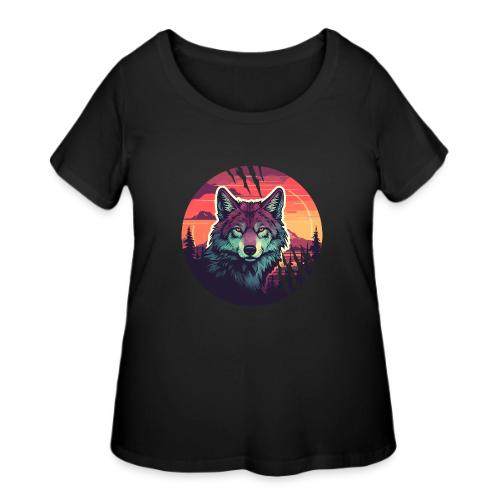 Colorful Wolf Stare - Women's Curvy T-Shirt