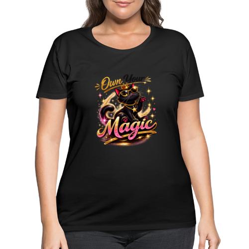 Own Your Magic – Glam Black Cat - Women's Curvy T-Shirt