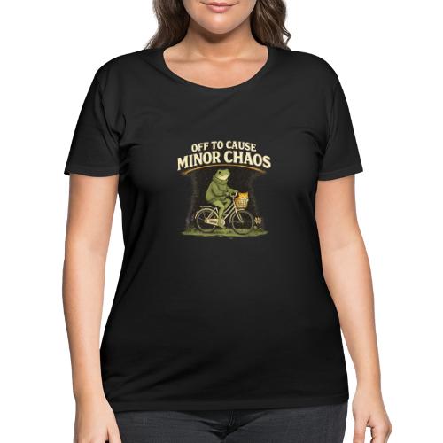 Minor Chaos Vintage Frog and Cat on Bicycle - Women's Curvy T-Shirt