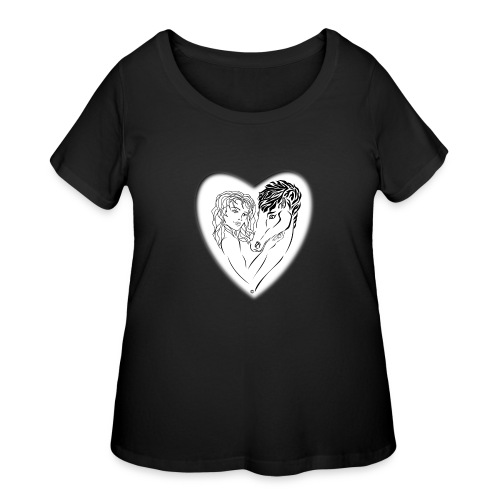 t shirt horse rider heart stroke dark background - Women's Curvy T-Shirt
