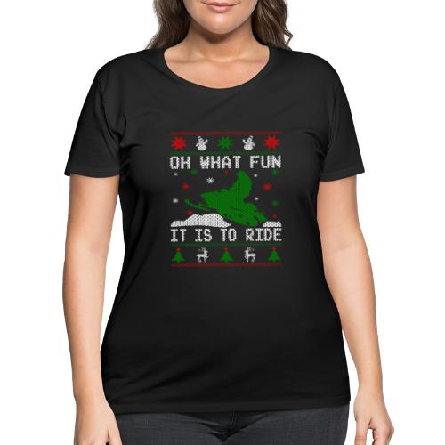 Oh What Fun Snowmobile Ugly Sweater style - Women's Curvy T-Shirt
