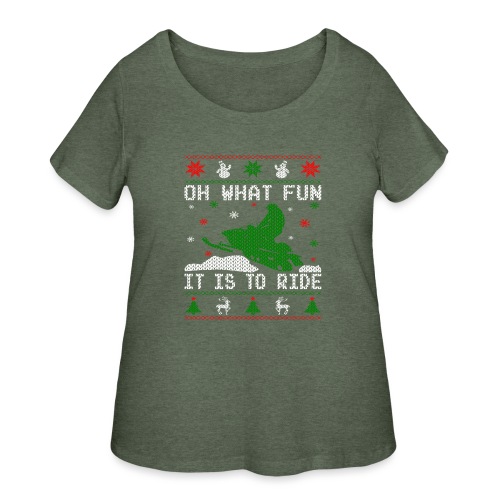 Oh What Fun Snowmobile Ugly Sweater style - Women's Curvy T-Shirt