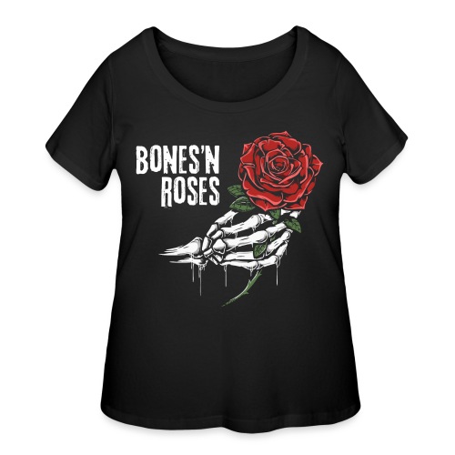 skull bones roses - Women's Curvy T-Shirt