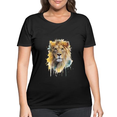 Watercolor Lion Portrait - Women's Curvy T-Shirt