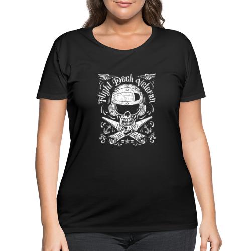 Vintage Naval Aviation Flight Deck Veteran Skull - Women's Curvy T-Shirt