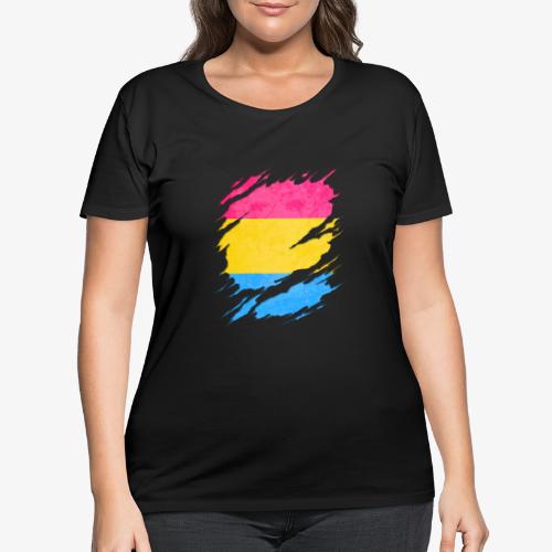 Pansexual Pride Flag Ripped Reveal - Women's Curvy T-Shirt